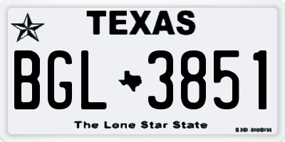 TX license plate BGL3851