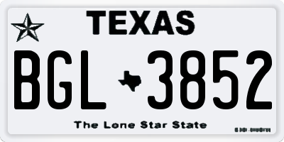 TX license plate BGL3852