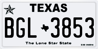 TX license plate BGL3853