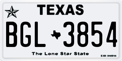 TX license plate BGL3854
