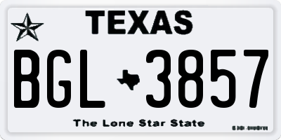 TX license plate BGL3857