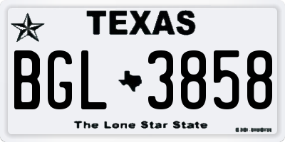 TX license plate BGL3858