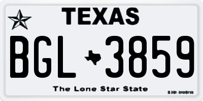 TX license plate BGL3859