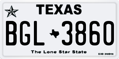 TX license plate BGL3860