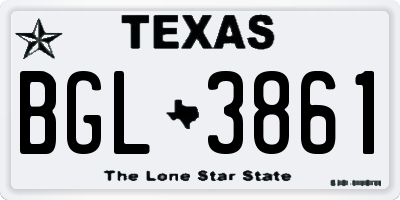 TX license plate BGL3861