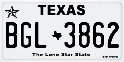 TX license plate BGL3862