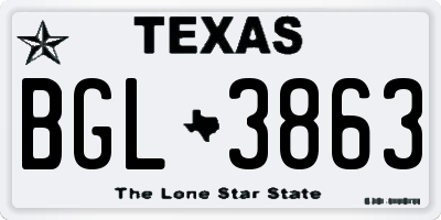 TX license plate BGL3863