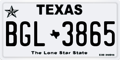 TX license plate BGL3865