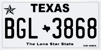 TX license plate BGL3868