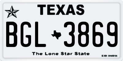 TX license plate BGL3869