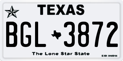 TX license plate BGL3872