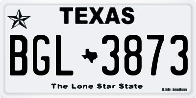 TX license plate BGL3873