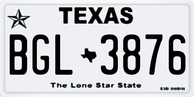 TX license plate BGL3876