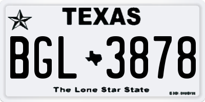 TX license plate BGL3878