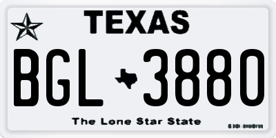 TX license plate BGL3880