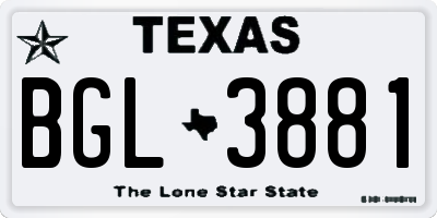 TX license plate BGL3881