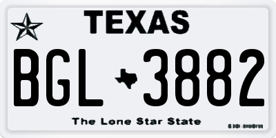 TX license plate BGL3882
