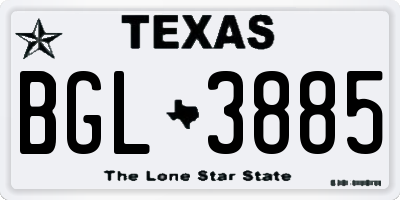 TX license plate BGL3885