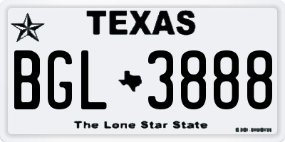 TX license plate BGL3888