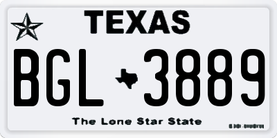 TX license plate BGL3889
