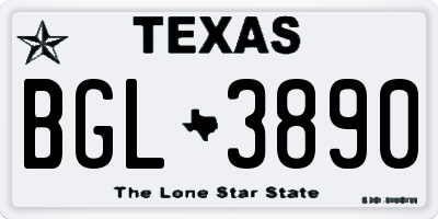 TX license plate BGL3890