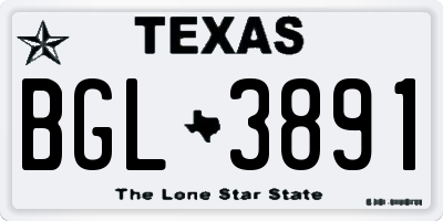 TX license plate BGL3891
