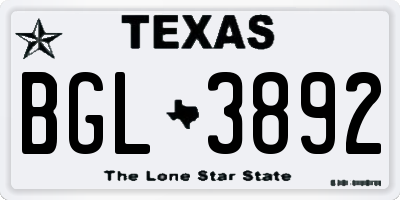 TX license plate BGL3892