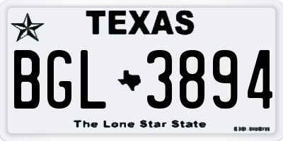 TX license plate BGL3894