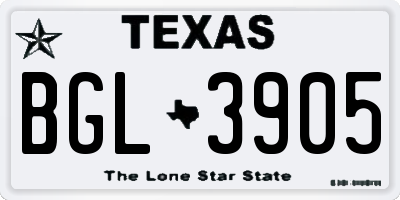 TX license plate BGL3905