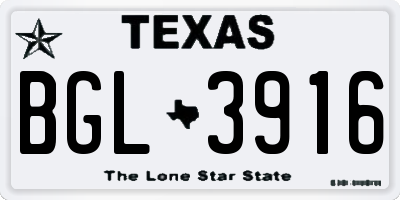 TX license plate BGL3916