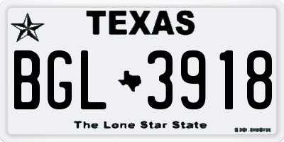 TX license plate BGL3918