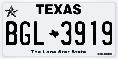 TX license plate BGL3919