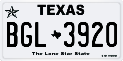 TX license plate BGL3920