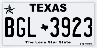 TX license plate BGL3923