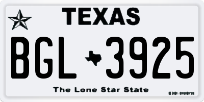 TX license plate BGL3925