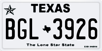 TX license plate BGL3926