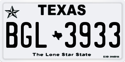 TX license plate BGL3933