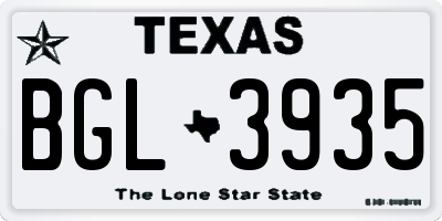 TX license plate BGL3935