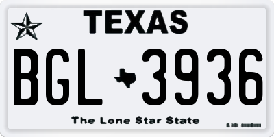 TX license plate BGL3936