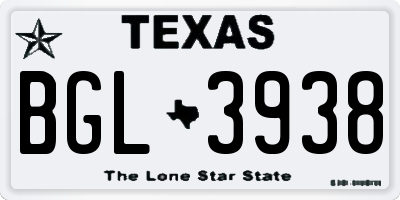 TX license plate BGL3938