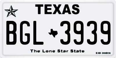 TX license plate BGL3939