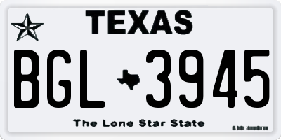 TX license plate BGL3945