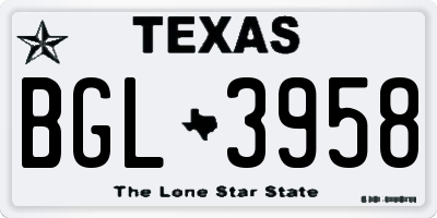 TX license plate BGL3958