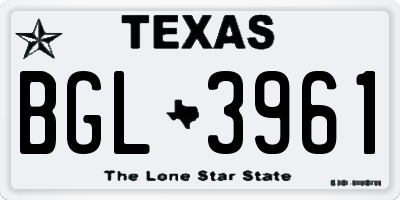TX license plate BGL3961
