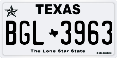 TX license plate BGL3963