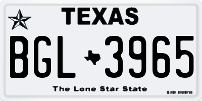 TX license plate BGL3965