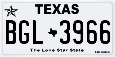 TX license plate BGL3966