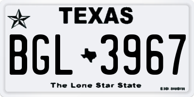 TX license plate BGL3967