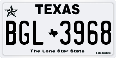TX license plate BGL3968