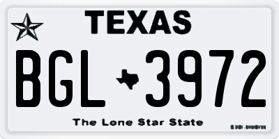 TX license plate BGL3972